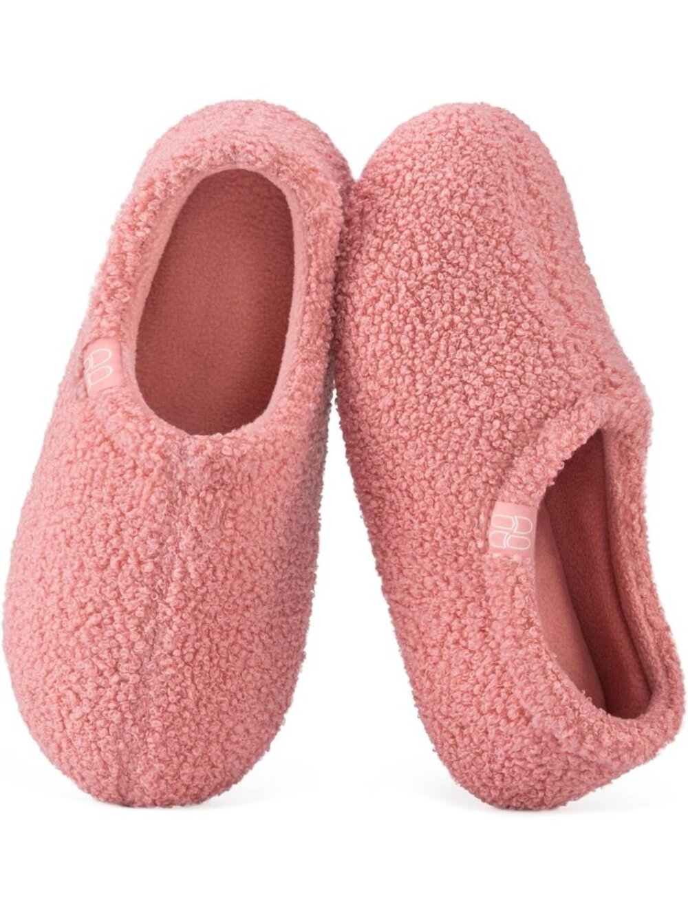 Women's Pink Fuzzy Curly Fur Memory Foam Fleece Lining Loafer Slippers
